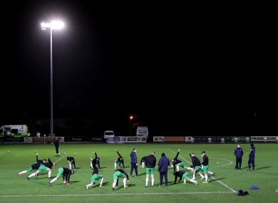 The Cabinteely team before the game against Drogheda last week.