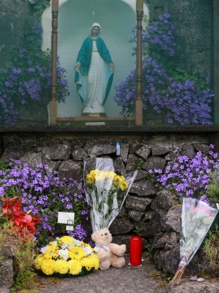 Flowers and tributes at the site of the former Bon Secours mother and baby home in Tuam, Co Galway (file photo).