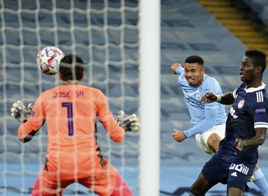 Gabriel Jesus scoring for Man City.