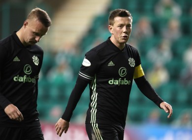 Celtic's Leigh Griffiths (left) and Callum McGregor walk off the pitch