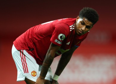 Manchester United's Marcus Rashford during the Premier League match at Old Trafford.