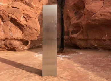 A photo of the metal monolith in the Utah desert