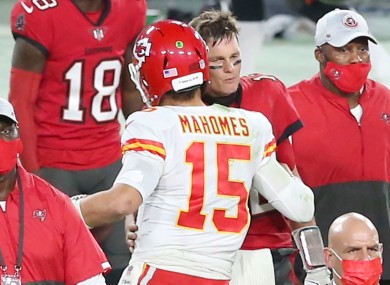 Patrick Mahomes and Tom Brady afterwards.