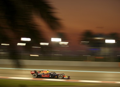 Red Bull driver Max Verstappen of the Netherlands leads the Formula One race in the Yas Marina.
