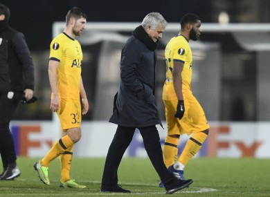 Jose Mourinho leaves after the game.