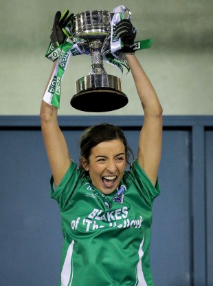 Fermanagh’s Courtney Murphy lifts the West County Hotel Cup.