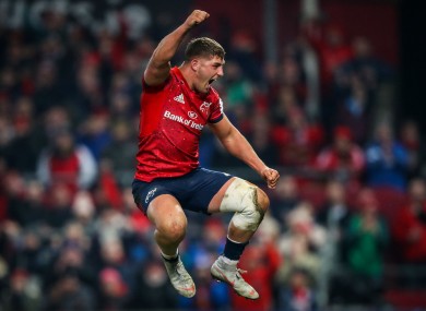Goggin celebrates the 2019 win over Exeter.