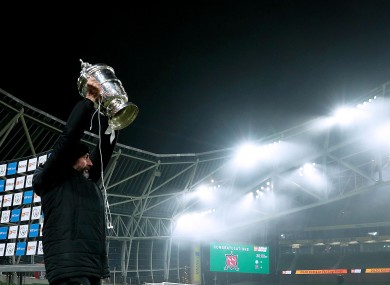 Winner, winner: Giovagnoli celebrates with the FAI Cup.
