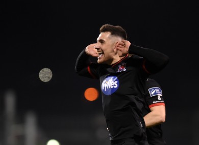 Flores celebrates his goal against Rovers.