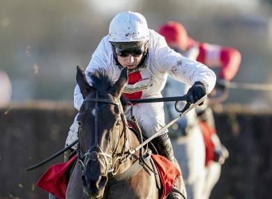 Harry Skelton riding Nube Negra on the way to winning The Ladbrokes Desert Orchid Chase at Kempton.