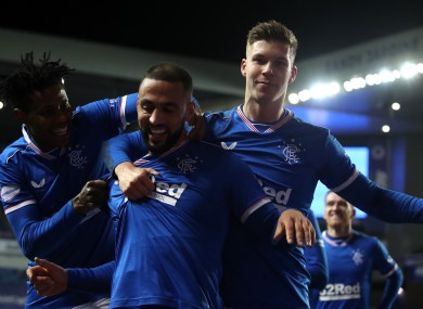 Rangers' Kemar Roofe celebrates scoring.
