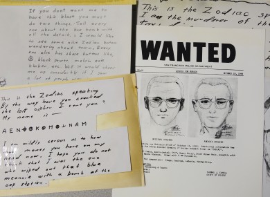 2018 file image of a San Francisco Police Department wanted bulletin and copies of letters sent to the San Francisco Chronicle by a man who called himself Zodiac.