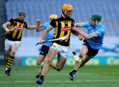 Colin Fennelly is tackled by James Madden of Dublin.