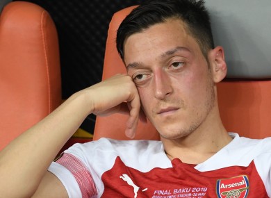 Mesut Ozil, pictured after Arsenal's defeat in the 2019n Europa League final.