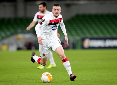 Michael Duffy in action for Dundalk against Arsenal last month.