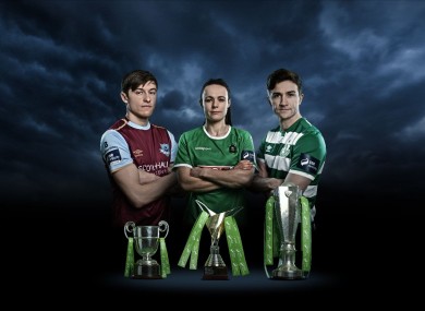 Jake Hyland (Drogheda United), Aine O'Gorman (Peamount United) and Ronan Finn (Shamrock Rovers).