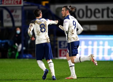 Tottenham Hotspur's Gareth Bale (right) celebrates scoring.