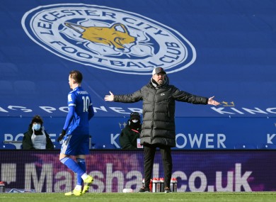 Klopp reacts during defeat at Leicester.