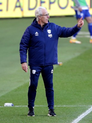 Cardiff City manager Mick McCarthy pictured during today's draw with Middlesbrough.