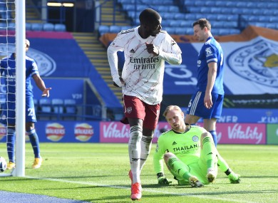 Nicolas Pepe after scoring for Arsenal against Leicester City
