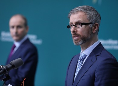 Minister Roderic O'Gorman (right) and Taoiseach Micheál Martin at the launch of the publication of the commission's report in January.