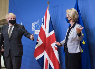 Johnson and von der Leyen at a Brussels summit in December.