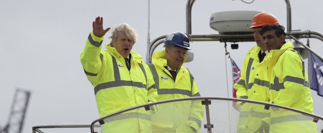Boris Johnson on a visit to Teeside yesterday.
