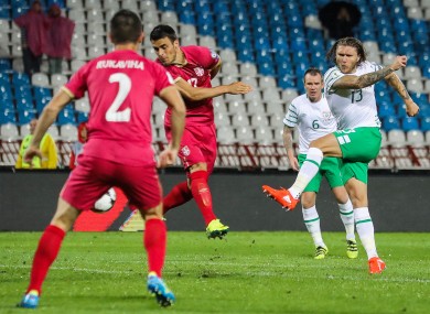 Jeff Hendrick hit the net in Ireland's last trip to Belgrade in 2016.