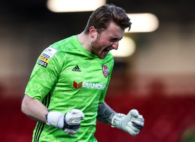 Nathan Gartside celebrates Boyce's goal.