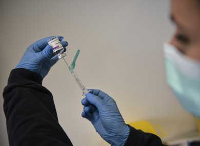 A health worker prepares a dose of the Astrazeneca vaccine