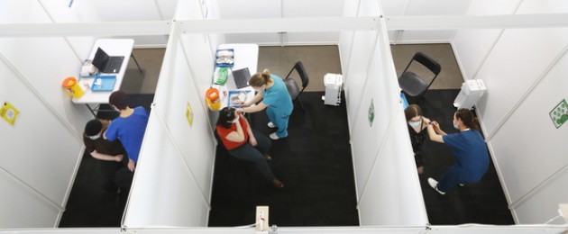 The Covid-19 vaccination centre in the Aviva stadium