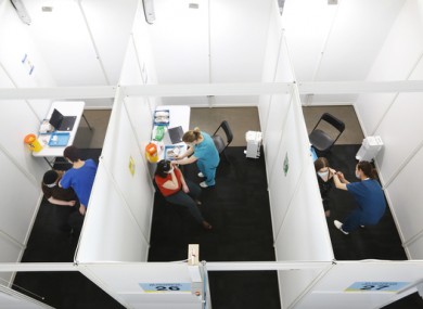 People receiving a Covid-19 jab in the Aviva Stadium vaccination centre last month.