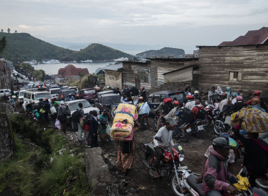 People fleeing Goma as fears grow of a large eruption.