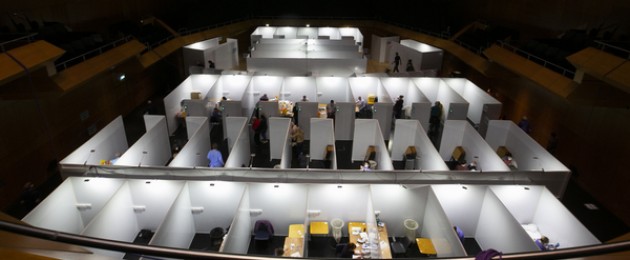 A vaccination centre inside the Helix Theatre, Dublin