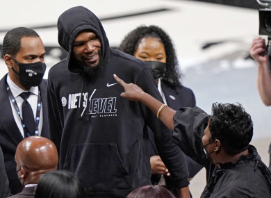 Brooklyn Nets forward Kevin Durant and his mother Wanda.