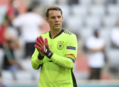 Manuel Neuer has worn the rainbow armband in Germany’s two games so far.