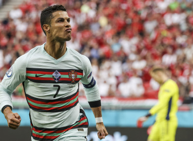 Portugal's Cristiano Ronaldo celebrates after scoring.