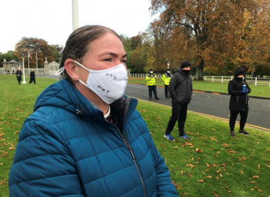 File photo: Majella Connolly, an adoptee from St Patrick's Mother and Baby Home, joins protesters in Dublin in October 2020.