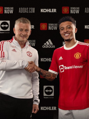 Ole Gunnar Solskjaer and Jadon Sancho.