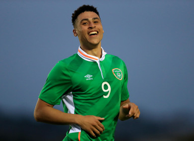 Courtney Duffus celebrates after scoring for Ireland against Serbia in a 2017 European U21 Championship qualifier.