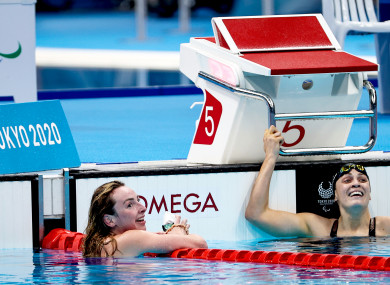 Ellen Keane celebrates winning her gold medal.