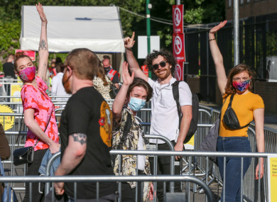 People arriving for a pilot concert in the Iveagh Gardens in Dublin in June.