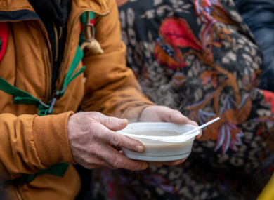 File photo of a man being served food at a soup run