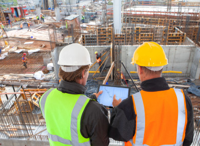 File photo of construction workers on a site