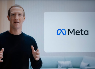 Facebook CEO Mark Zuckerberg announces during the company's live stream that the new company will be called Meta