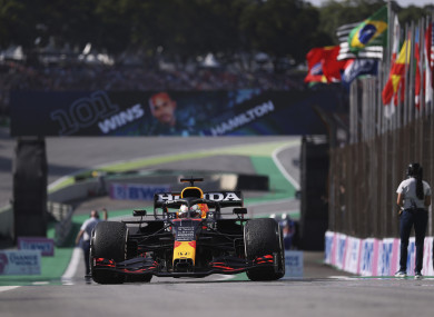 Max Verstappen in action at the Brazil Grand Prix.