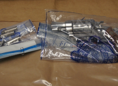 The seized weapons.