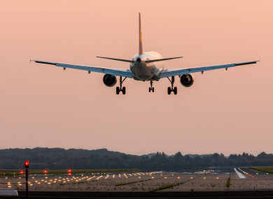 A plan landing at Düsseldorf International Airport in Germany