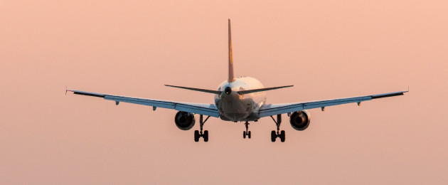 A plan landing at Düsseldorf International Airport in Germany