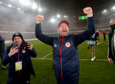 Stephen O'Donnell celebrates post-game.